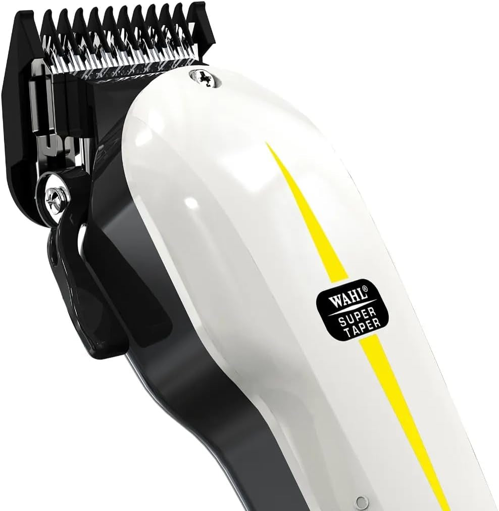 Super Taper Hair Trimmer with 4 Attachment Combs, White, 0.62 Kg