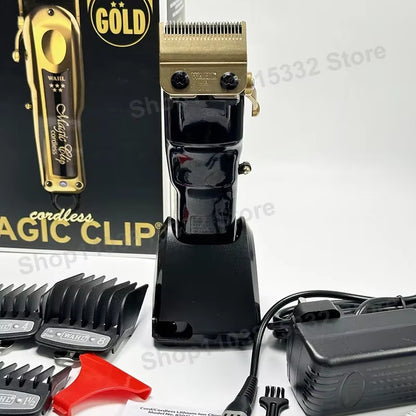 Original Wahi 5 Star 8148 Gold Magic Clip Gold Limited Edition Professional Cord/Cordless Hair Clipper with Charging Base