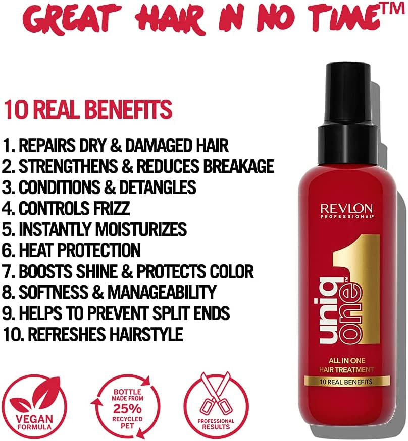 Uniqone Hair Treatment, Moisturizing Leave-In Hair Treatment, Repair for Damaged Hair, Hair Treatment, Classic Fragrance – 150 Ml