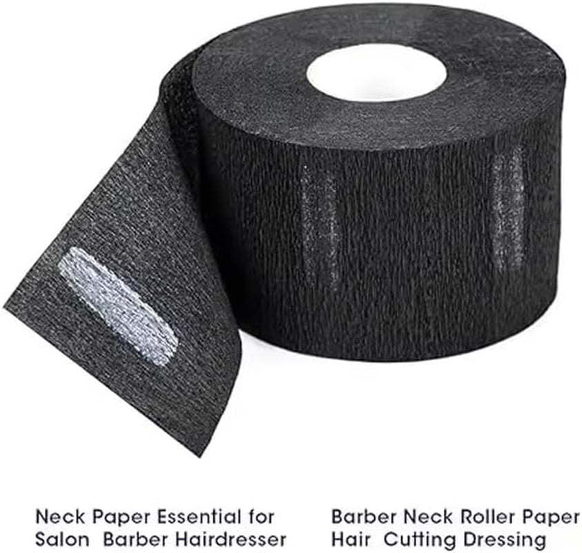 - 10 Black Disposable Neck Barber Neck Tape Protection Paper Strips Paper Neck Ruffle Roll (Pack of 10)