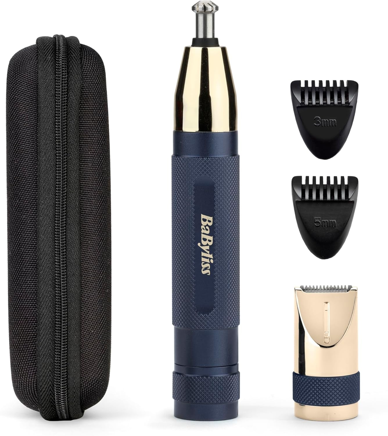 Super-X Metal Series Nose Trimmer, Ear Eyebrow Hair Trimmer for Men, Grooming Kit, Gifts for Men (Gold/Blue)