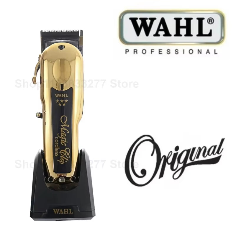 Original Wahi 5 Star 8148 Gold Magic Clip Gold Limited Edition Professional Cord/Cordless Hair Clipper with Charging Base